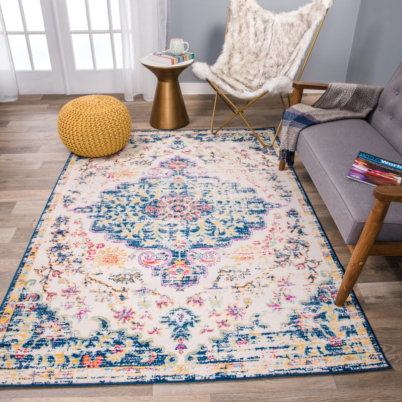 Bungalow Rose Hartig Oriental Dark Blue Area Rug & Reviews Wayfair